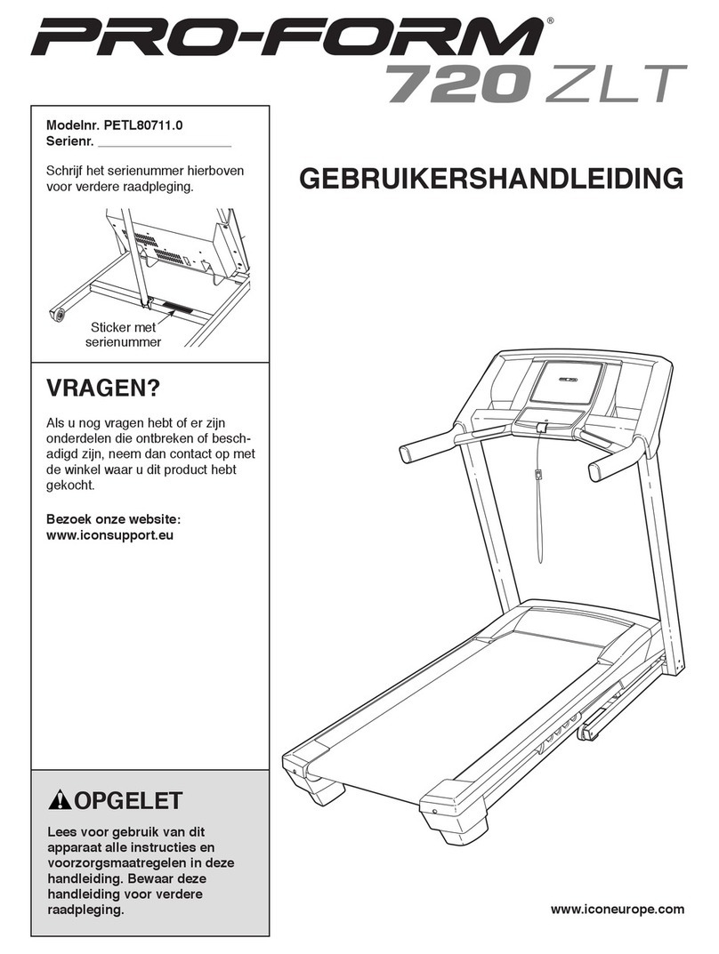 Pro-Form 720 Zlt Treadmill User manual