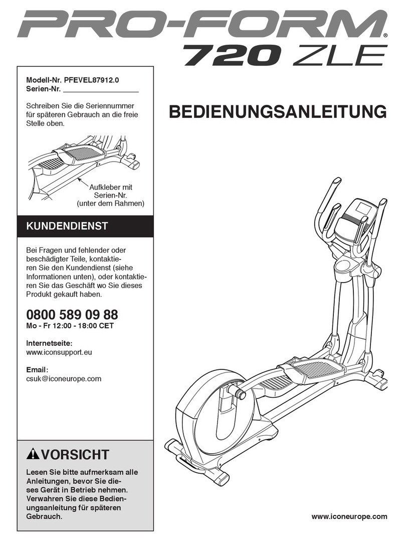 Pro-Form 720 Zle Elliptical Quick start guide