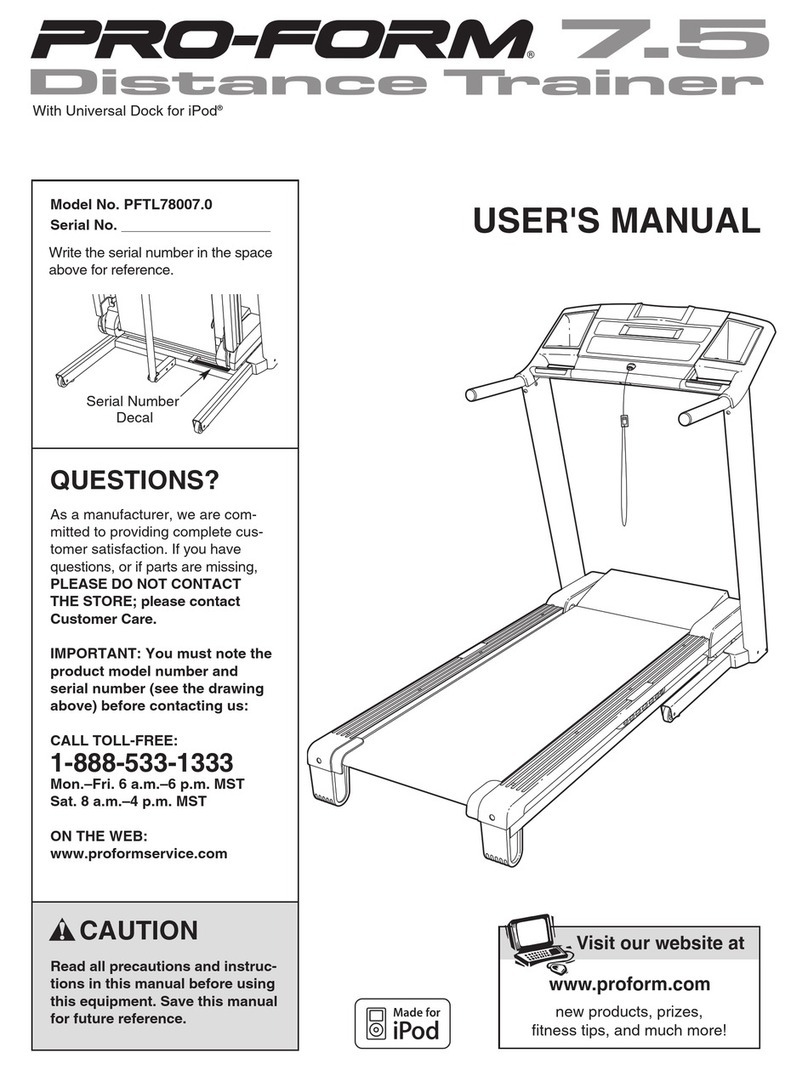 Pro-Form 7.5 Distance Trainer Treadmill User manual