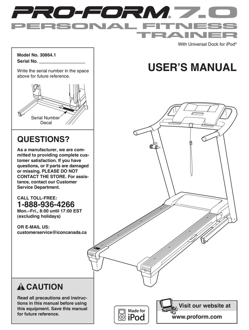 Pro-Form 7.0 Personal Fit-trainer Treadmill manual