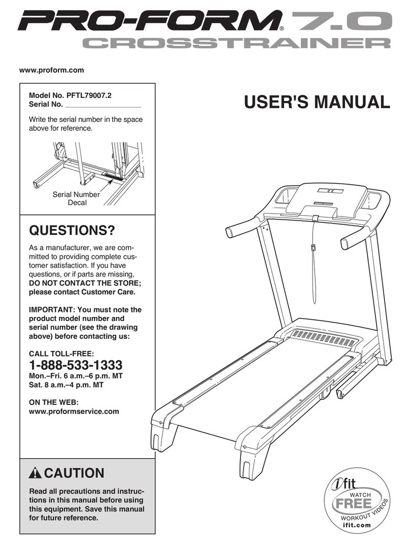 Pro-Form 7.0 Crosstrainer Treadmill User manual Pro-Form 7.0 Crosstrainer Treadmill User manual