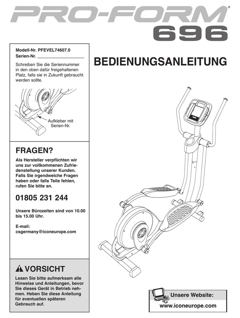 Pro-Form 696 Elliptical Quick start guide
