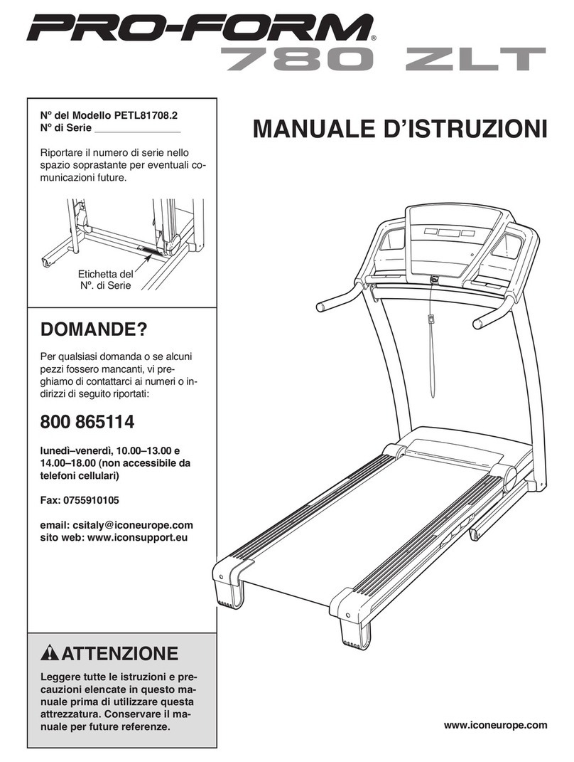 Pro-Form 780 Zlt Treadmill Operating and maintenance manual