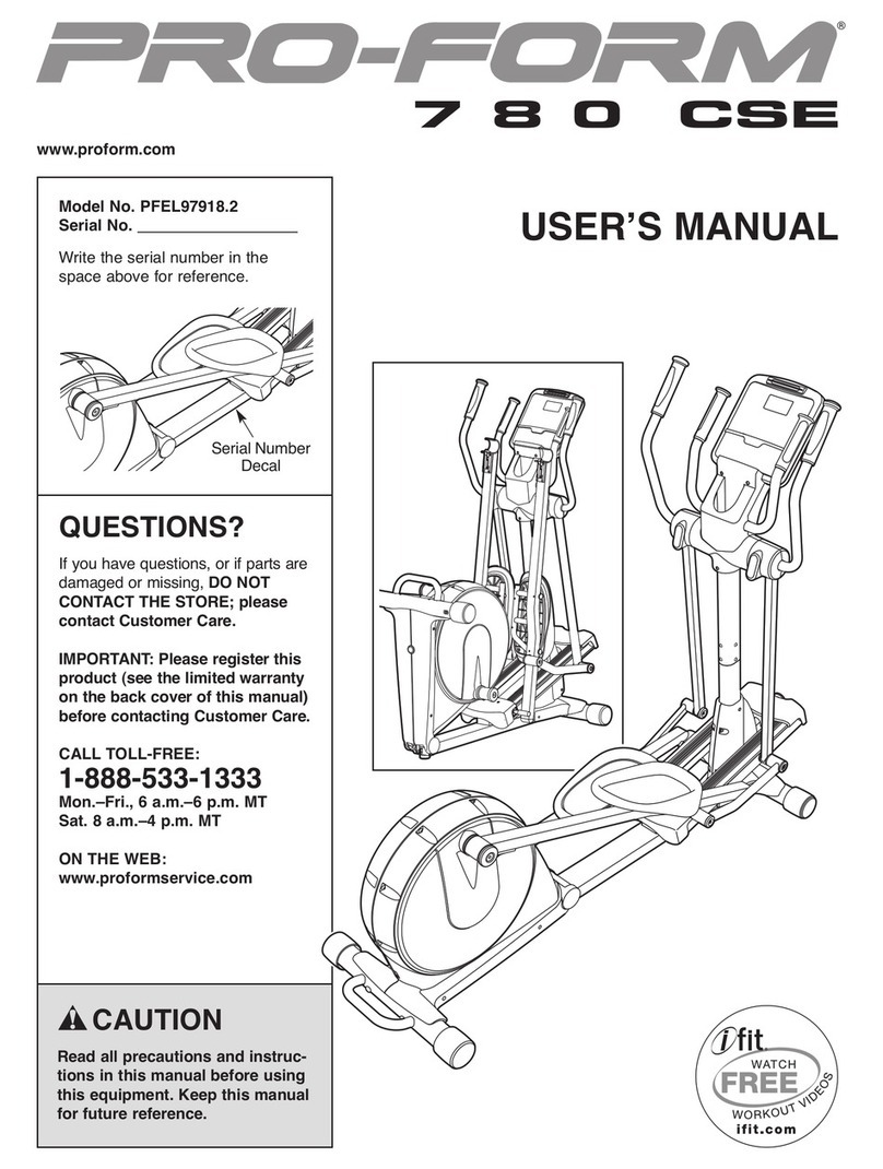 Pro-Form 780 Cse Elliptical manual