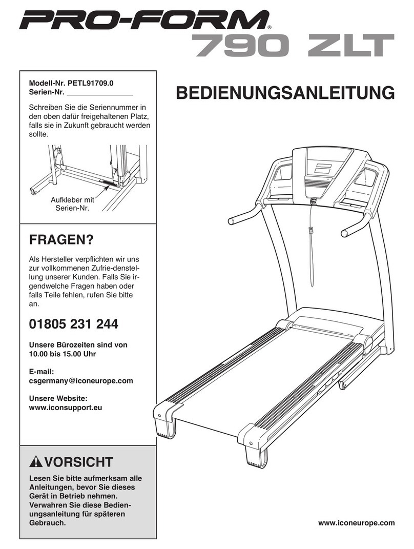 Pro-Form 790 Zlt Cwl Treadmill Quick start guide