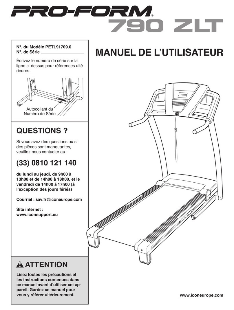 Pro-Form 790 Zlt Cwl Treadmill User manual