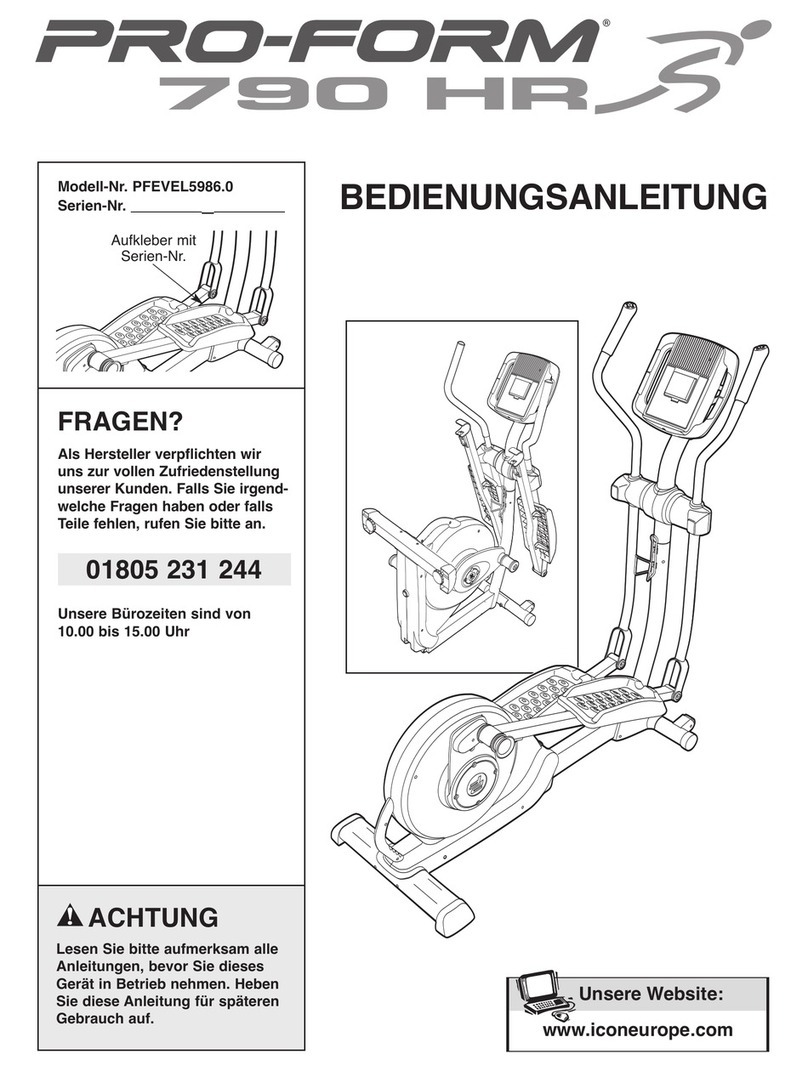 Pro-Form 790 Hr Elliptical Quick start guide