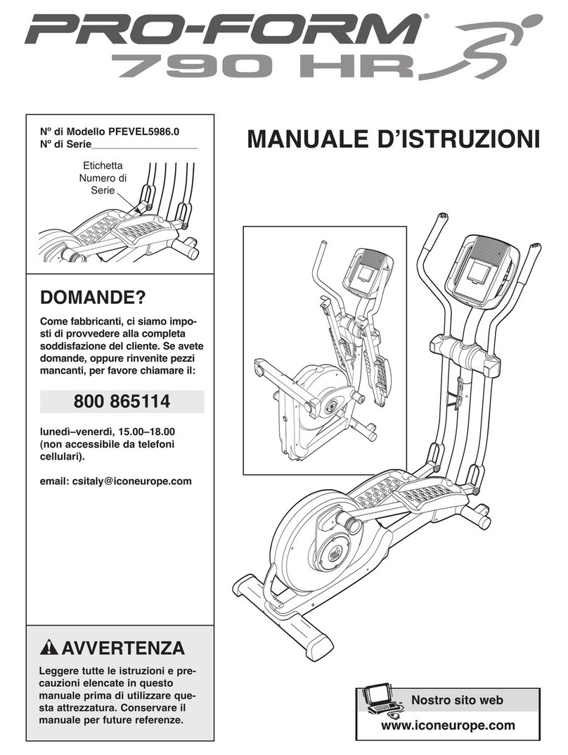 Pro-Form 790 Hr Elliptical Operating and maintenance manual