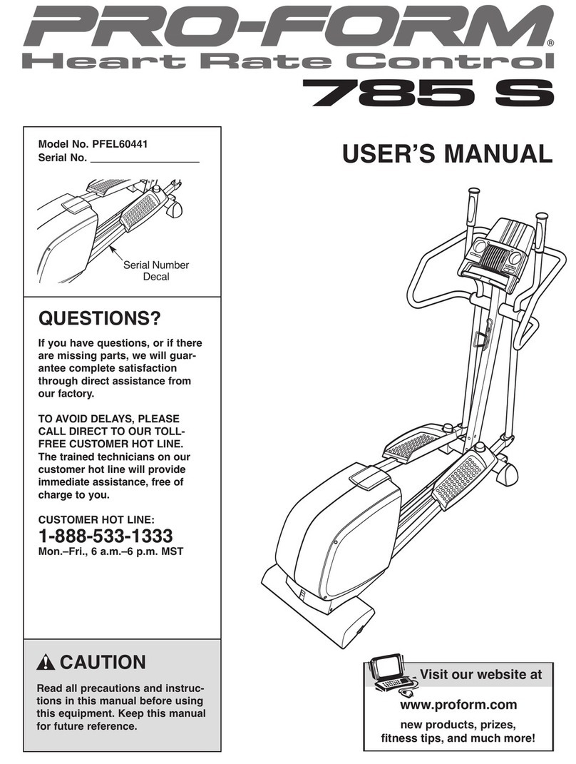 Pro-Form 786 S Elliptical Exerciser user manual
