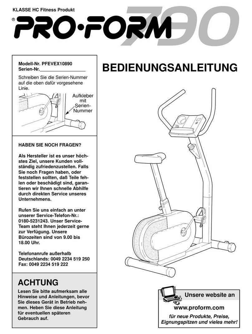 Pro-Form 790 E Quick start guide