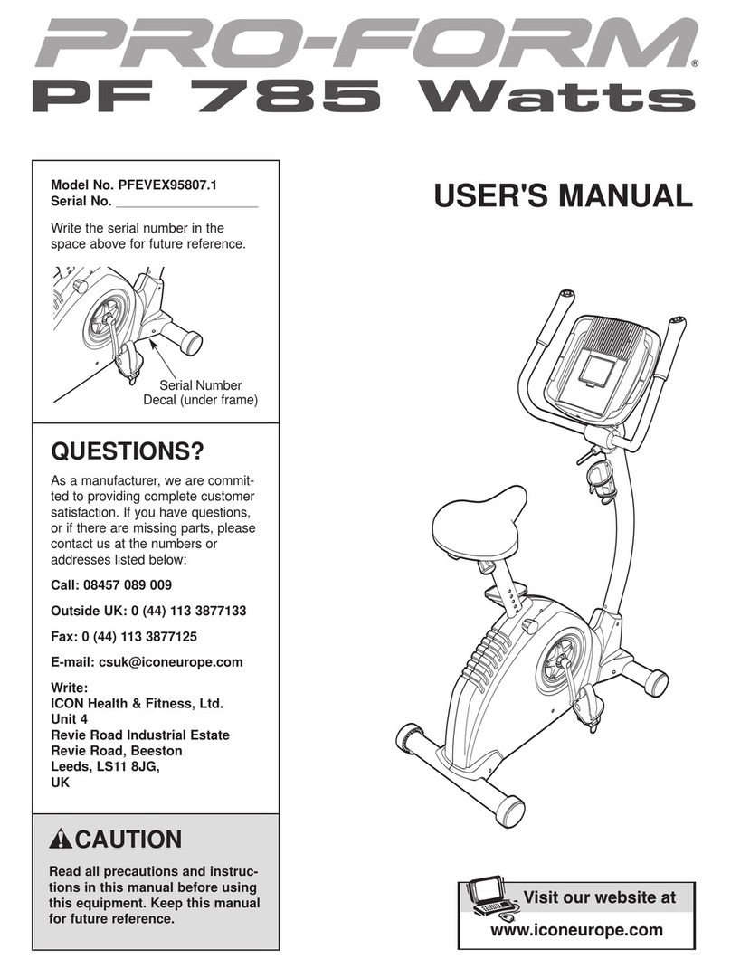 Pro-Form 785 Watts Bike user manual