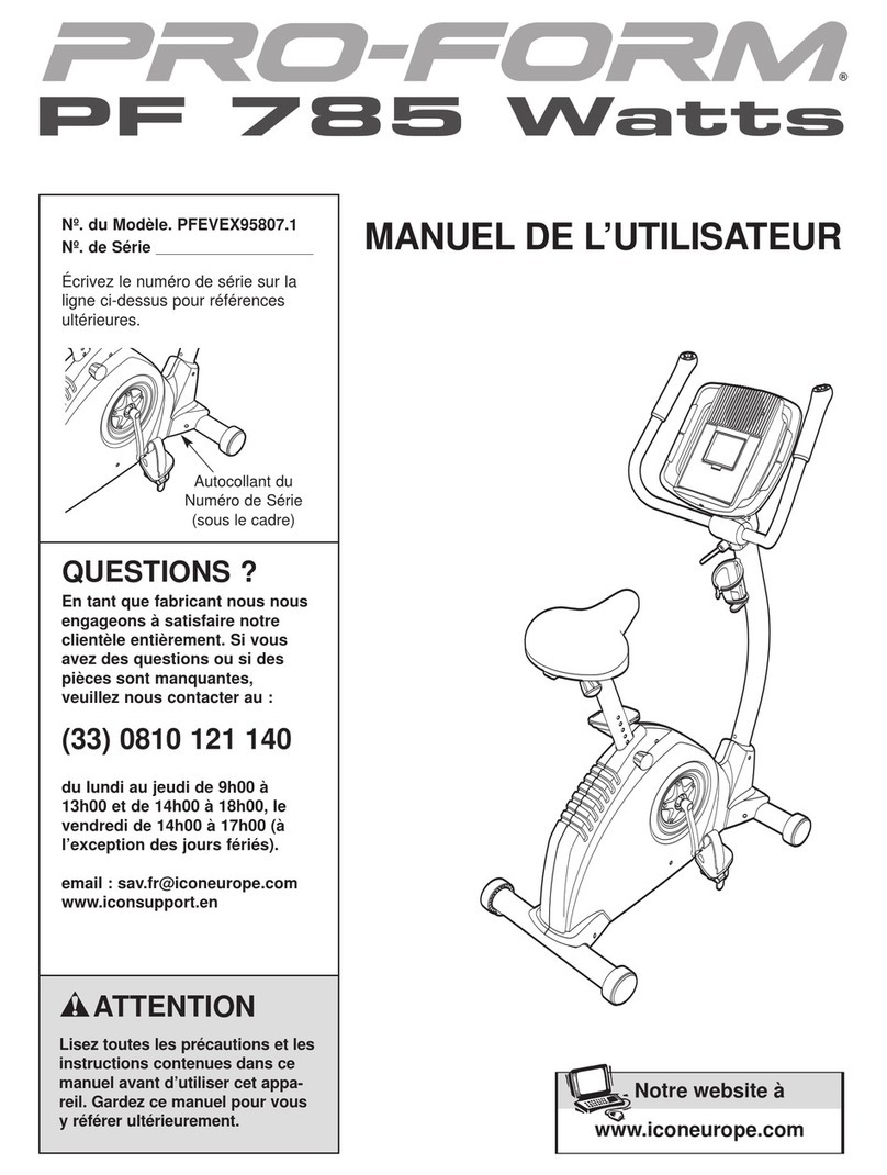Pro-Form 785 Watts Bike User manual