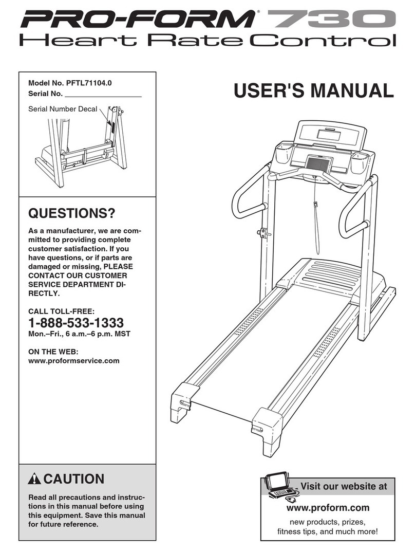 Pro-Form 730 Treadmill User manual