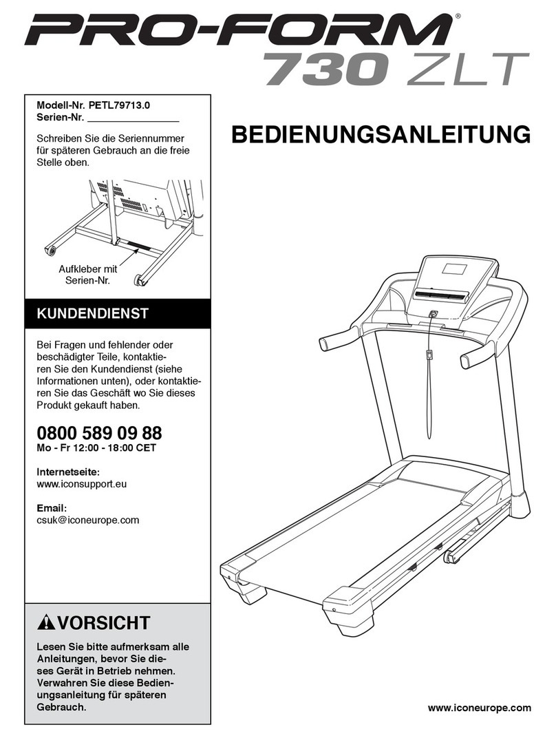Pro-Form 730 Zlt Treadmill Quick start guide Pro-Form 730 Zlt Treadmill Quick start guide