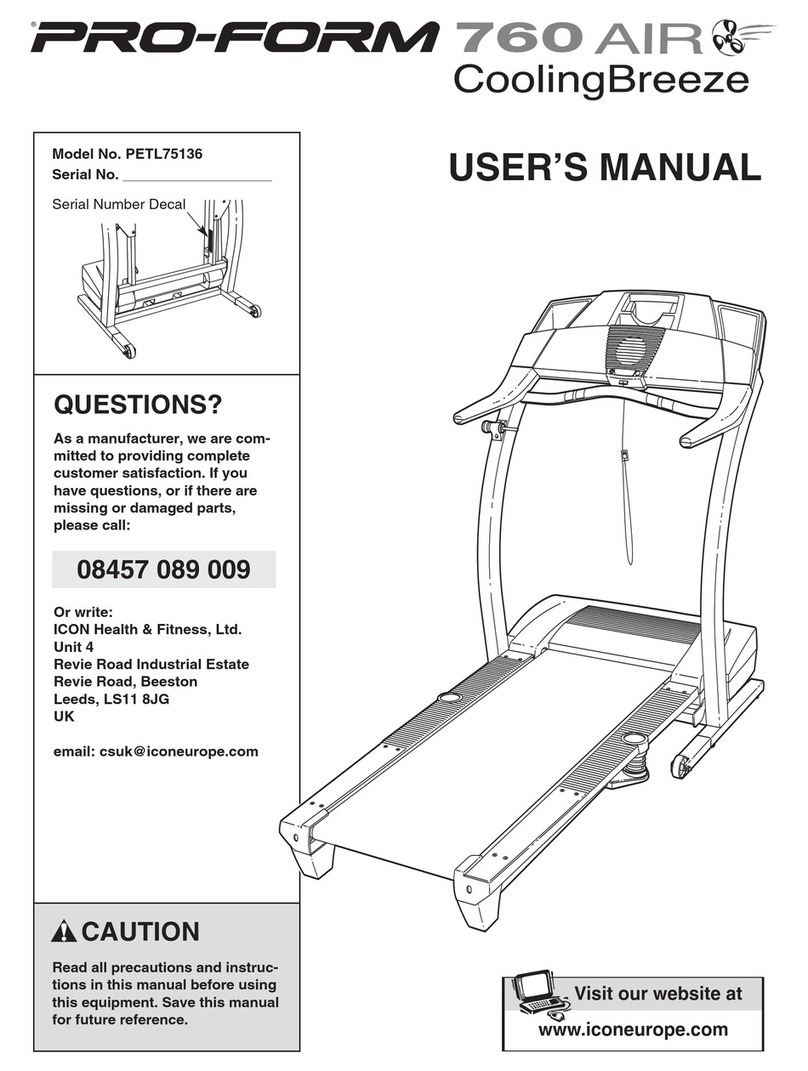 Pro-Form 760 Air Treadmill User manual