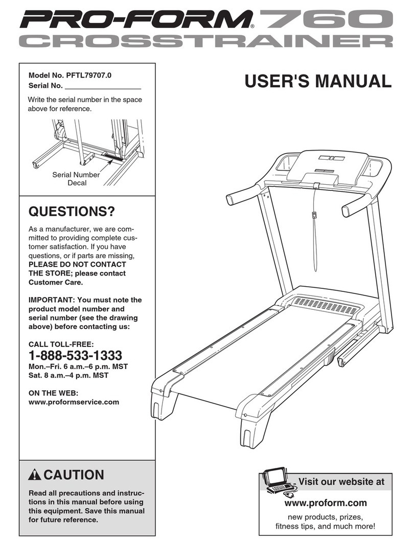 Pro-Form 760 Crosstrainer Treadmill User manual