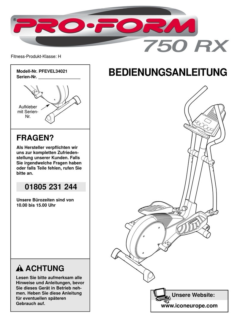 Pro-Form 750 Rx Quick start guide