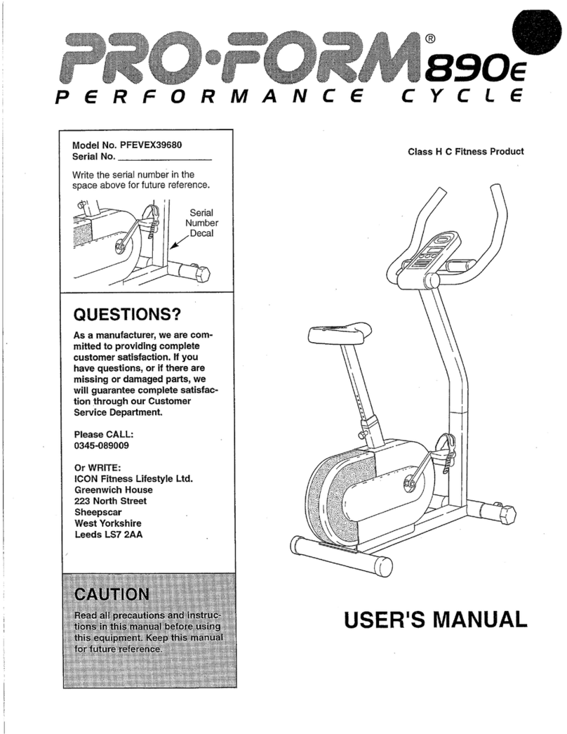 Pro-Form 890e W/hand Pulse User manual