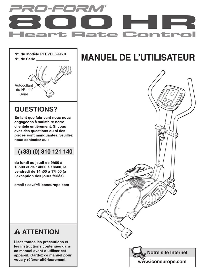 Pro-Form 800 Hr Heart Rate Control Elliptical User manual Pro-Form 800 Hr Heart Rate Control Elliptical User manual