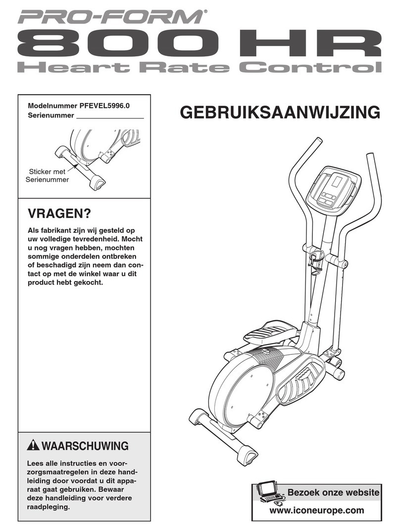 Pro-Form 800 Hr Heart Rate Control Elliptical System manual