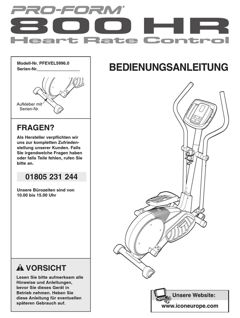 Pro-Form 800 Hr Heart Rate Control Elliptical Bedienungsanleitung Pro-Form 800 Hr Heart Rate Control Elliptical Bedienungsanleitung