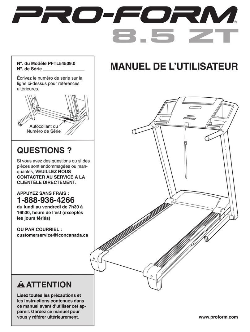 Pro-Form 8.5 Zt Treadmill Manuel de l'utilisateur