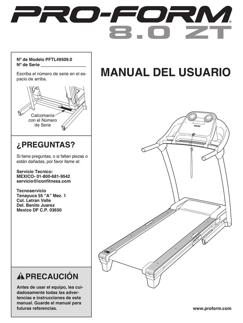 Pro-Form 8.0 Zt Treadmill User guide