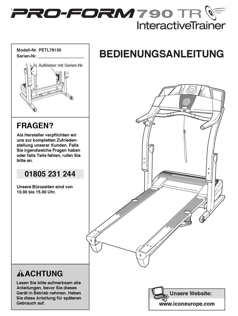 Pro-Form 790cd Treadmill Quick start guide