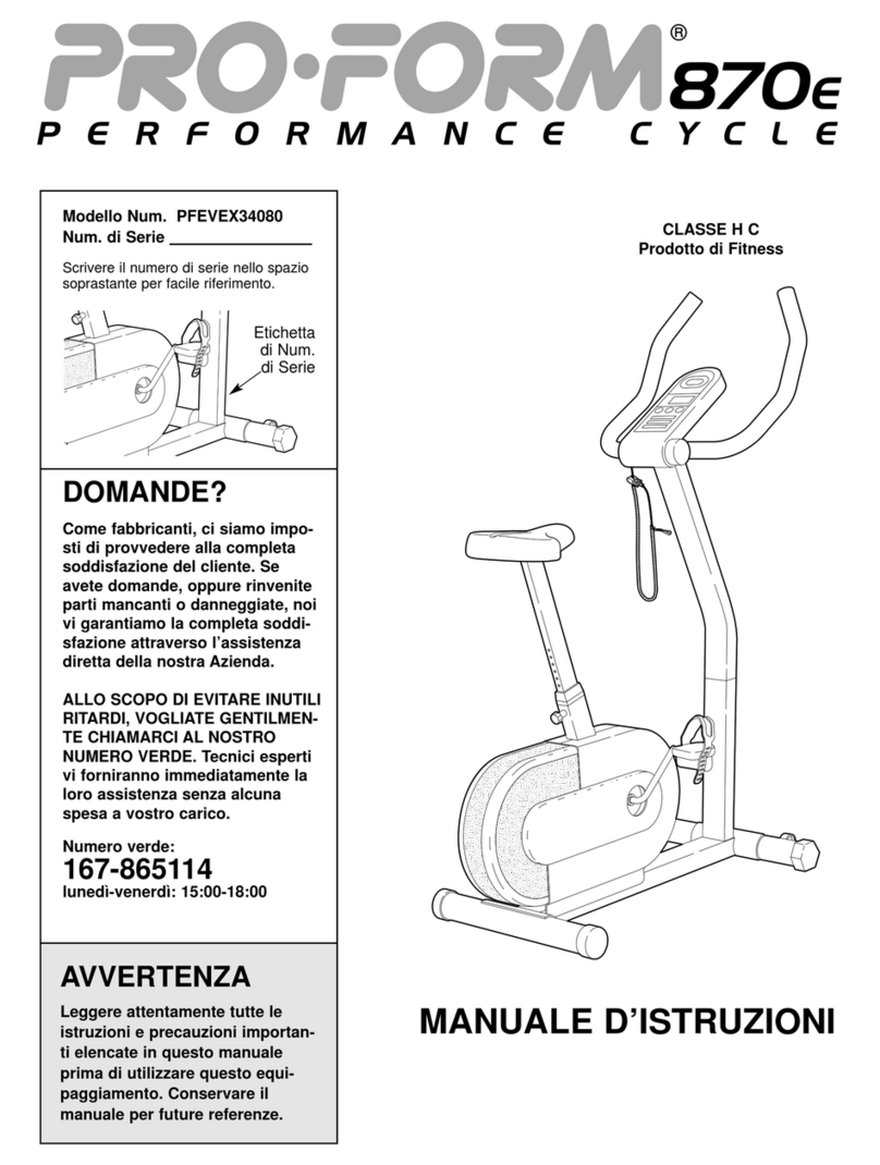 Pro-Form 870e Manuale d'istruzioni