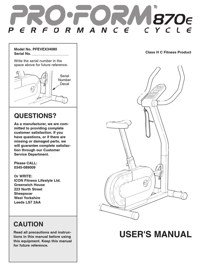 Pro-Form 870e user manual