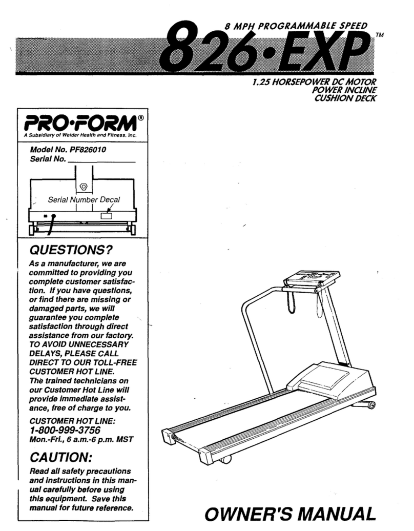 Pro-Form 826 Exp User manual