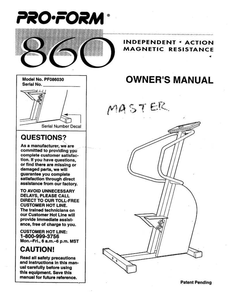 Pro-Form 860 Competitor Treadmill User manual