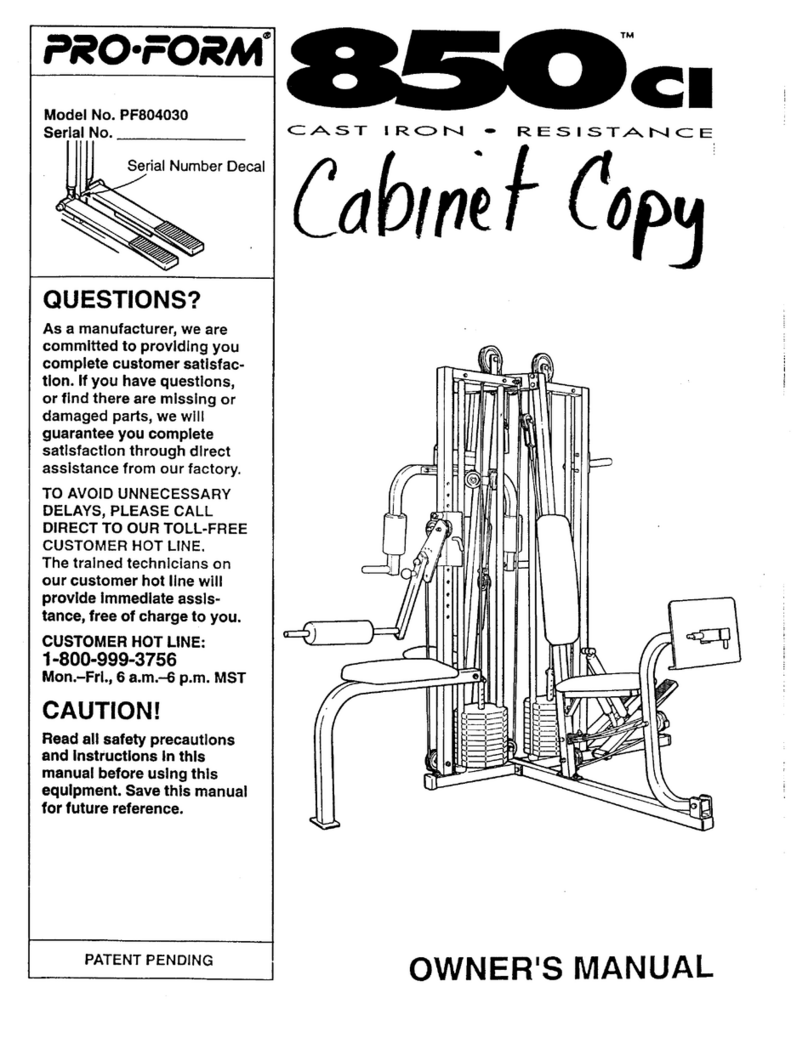 Pro-Form 850 Ci User manual