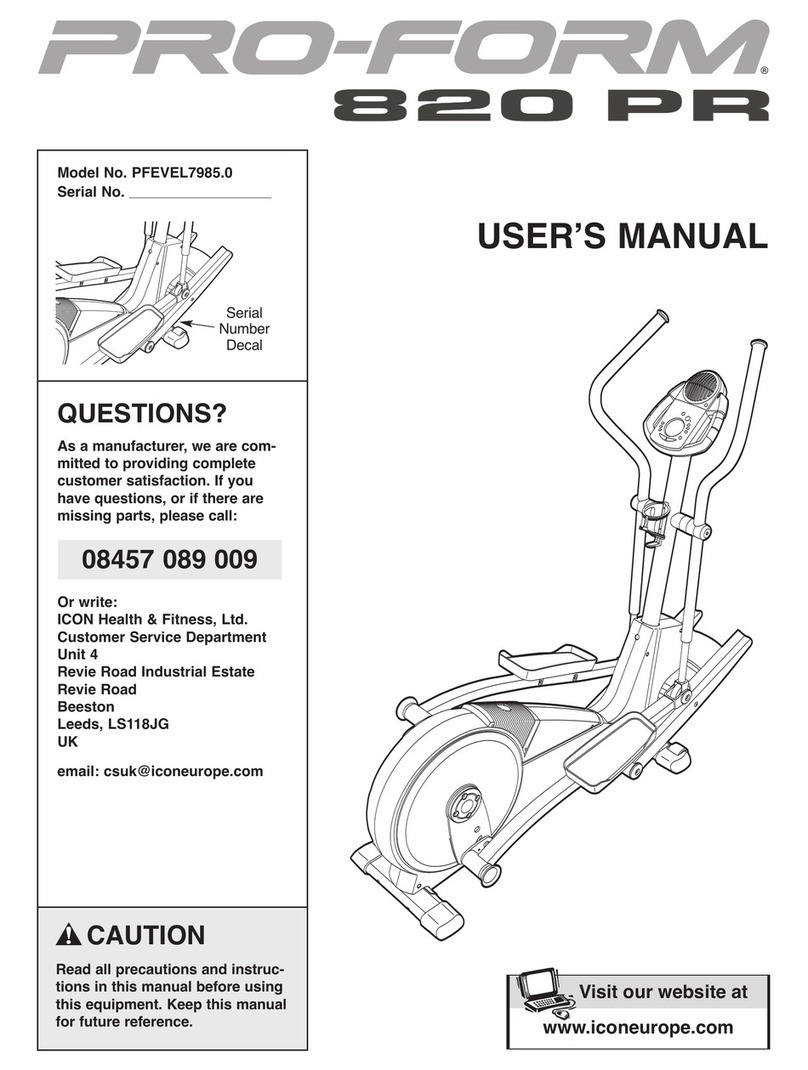 Pro-Form 820 Pr Elliptical user manual