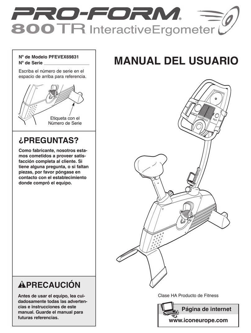 Pro-Form 800 Tr Intrac Erg Bike Manual Del Usuario