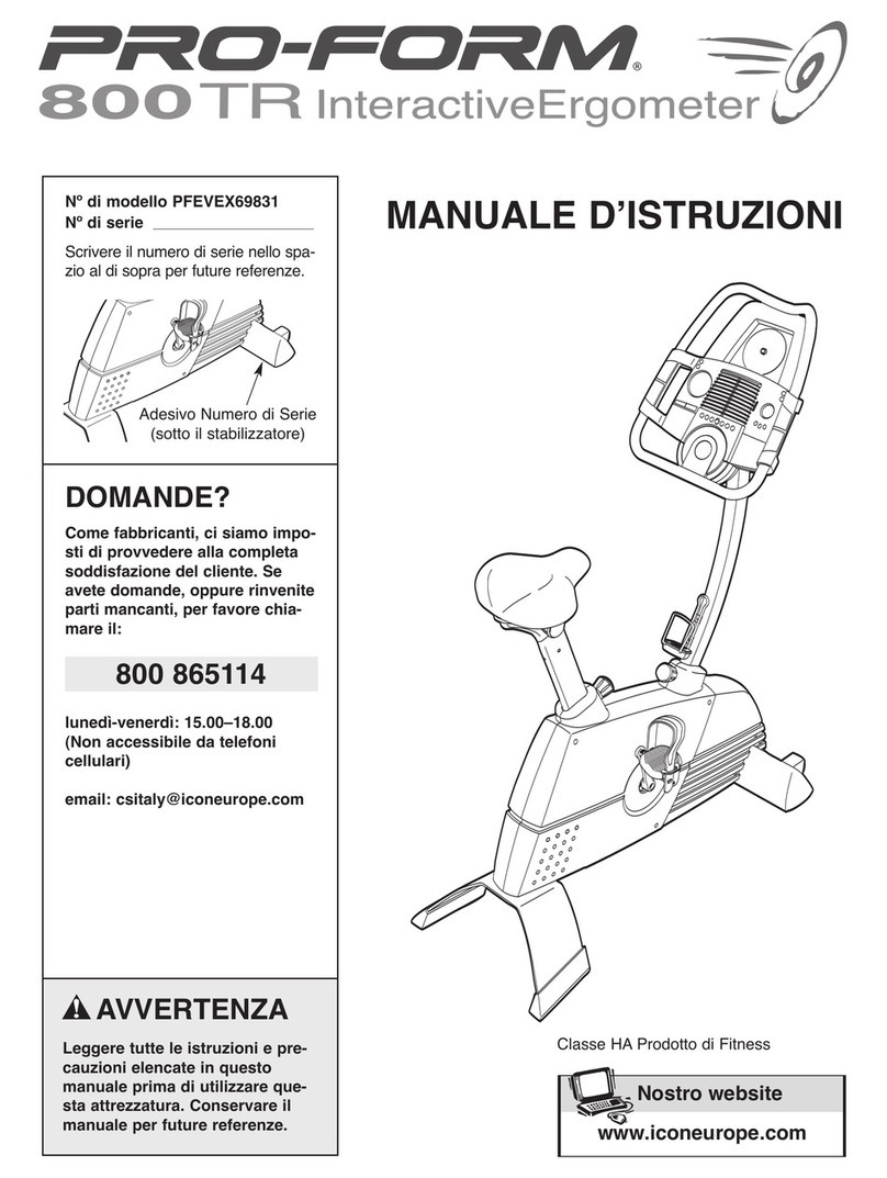 Pro-Form 800 Tr Intrac Erg Bike Operating and maintenance manual