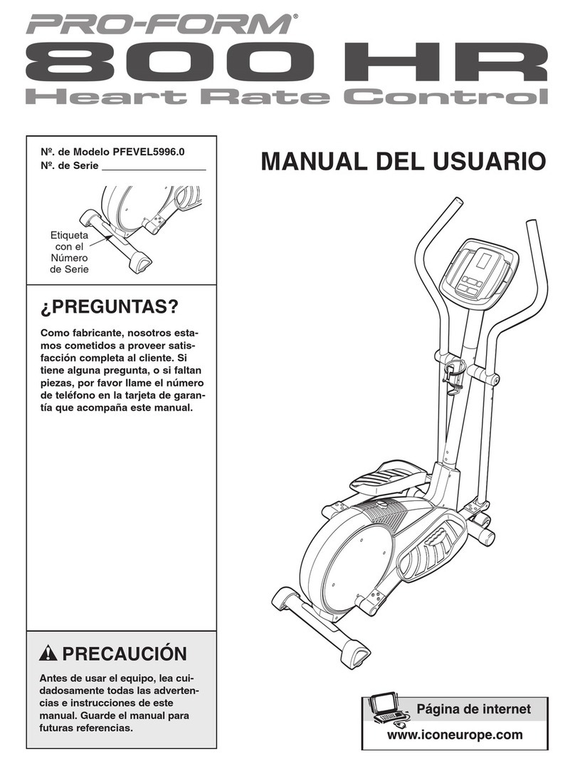 Pro-Form 800 Hr Heart Rate Control Elliptical User guide
