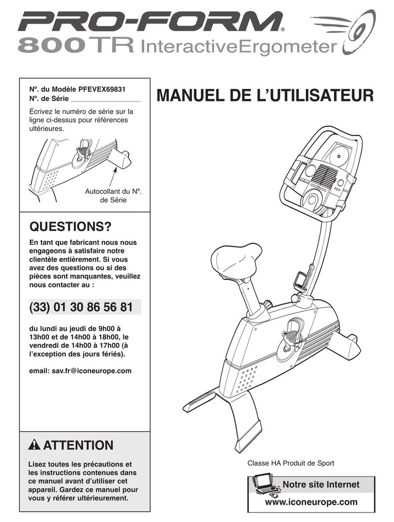 Pro-Form 800 Tr Intrac Erg Bike User manual