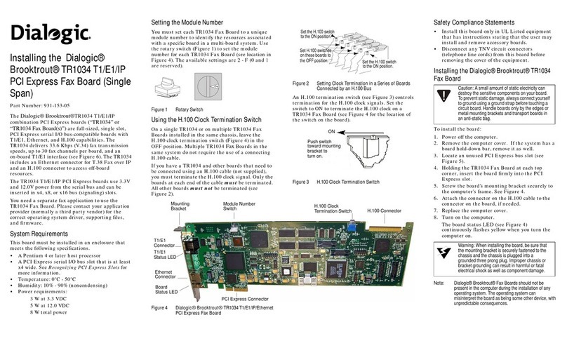 Dialogic Brooktrout TR1034 Quick install