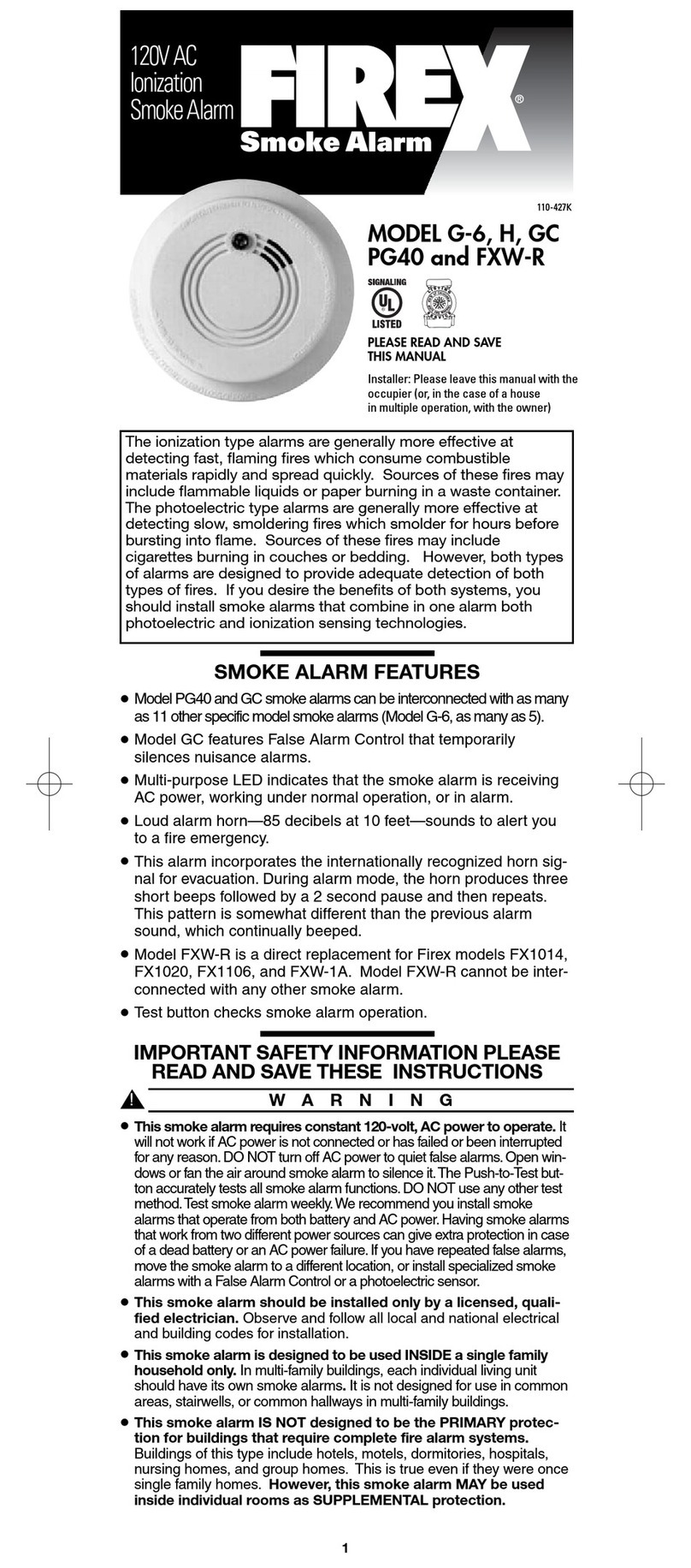 Firex G-6GC User manual