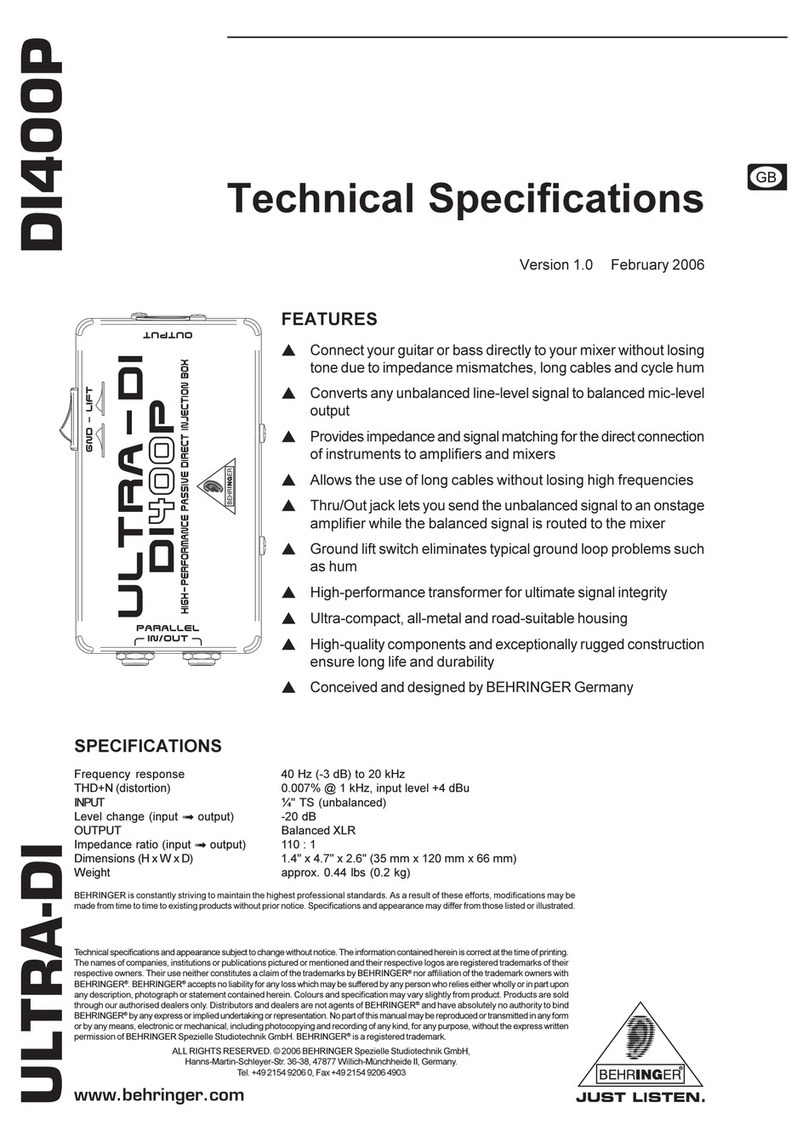 Behringer ULTRA-DI DI400P Technical specifications