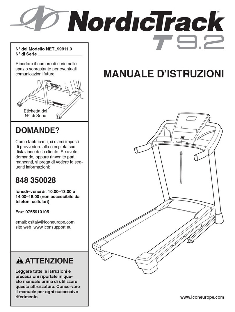 NordicTrack T 9.2 Treadmill Operating and maintenance manual