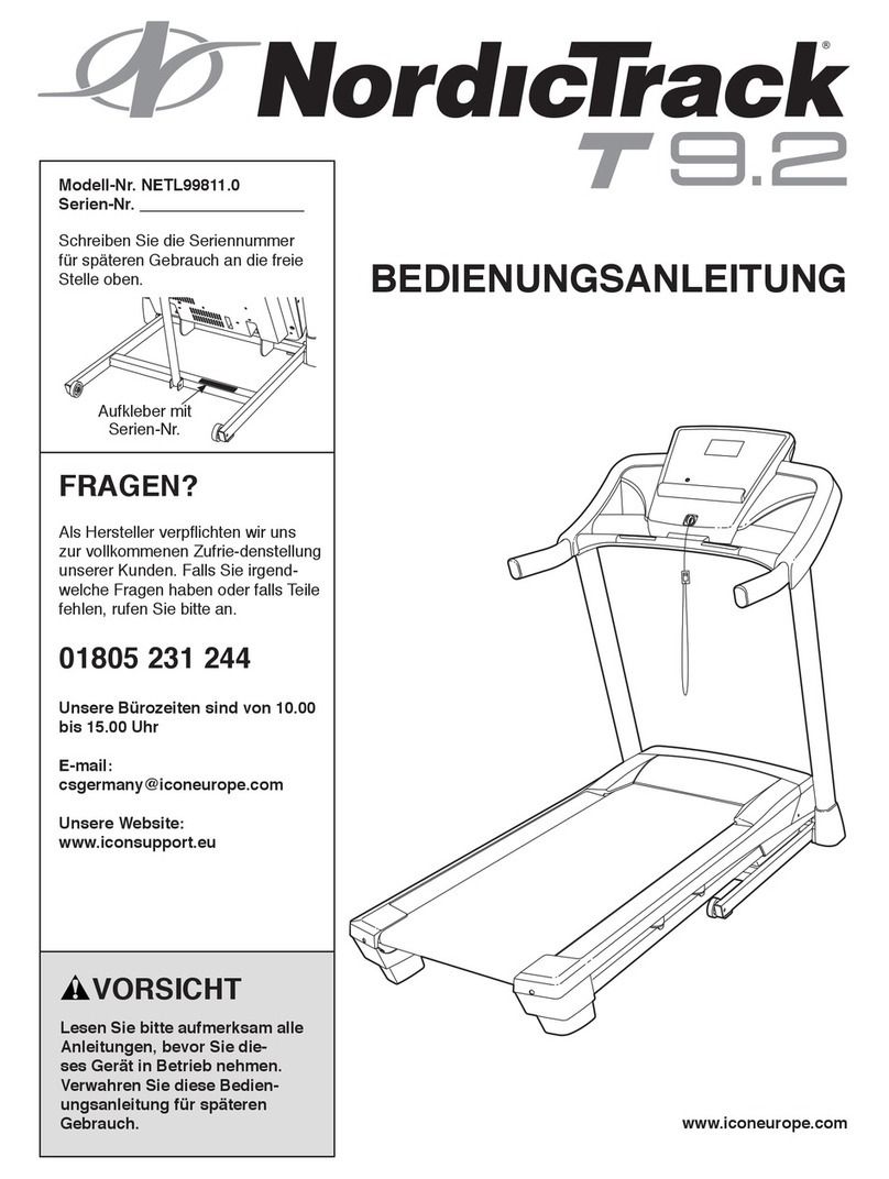 NordicTrack T 9.2 Treadmill Quick start guide