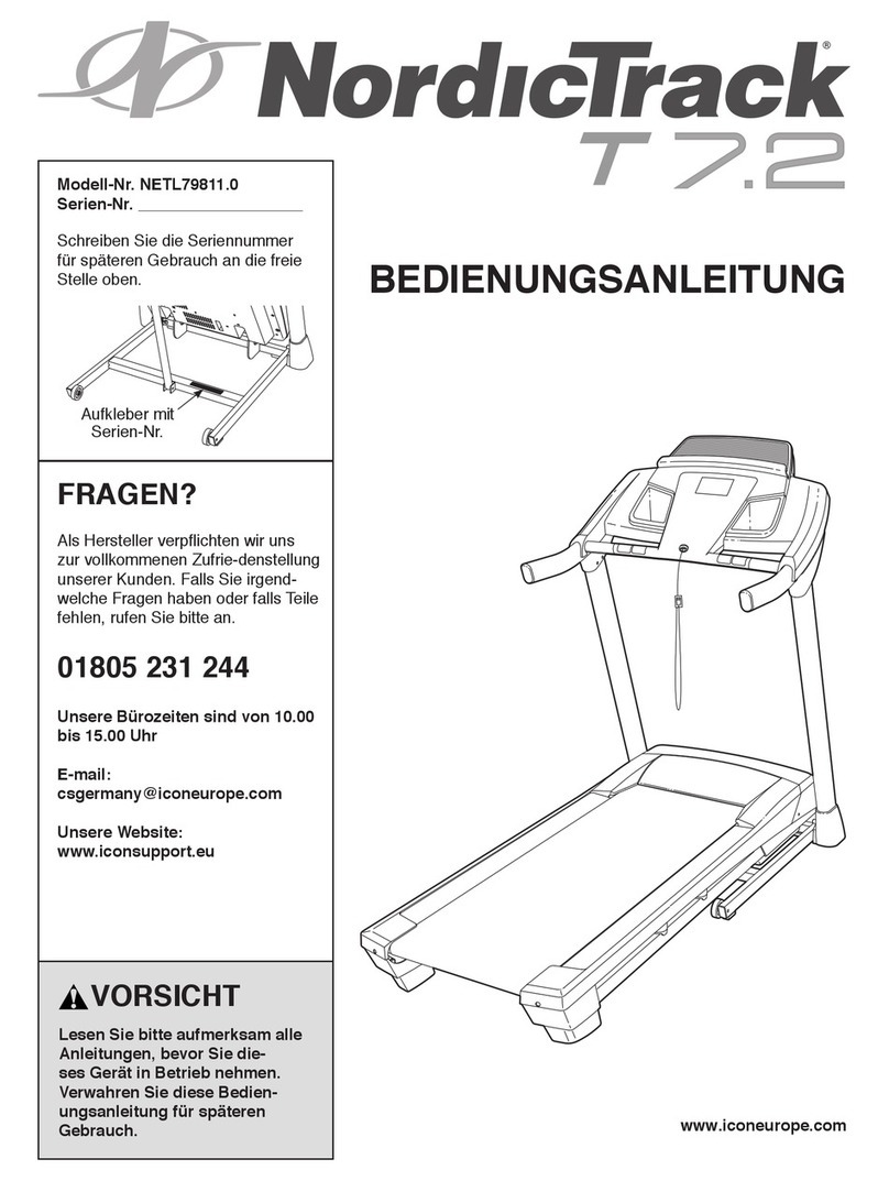 NordicTrack T 7.2 Treadmill Quick start guide NordicTrack T 7.2 Treadmill Quick start guide