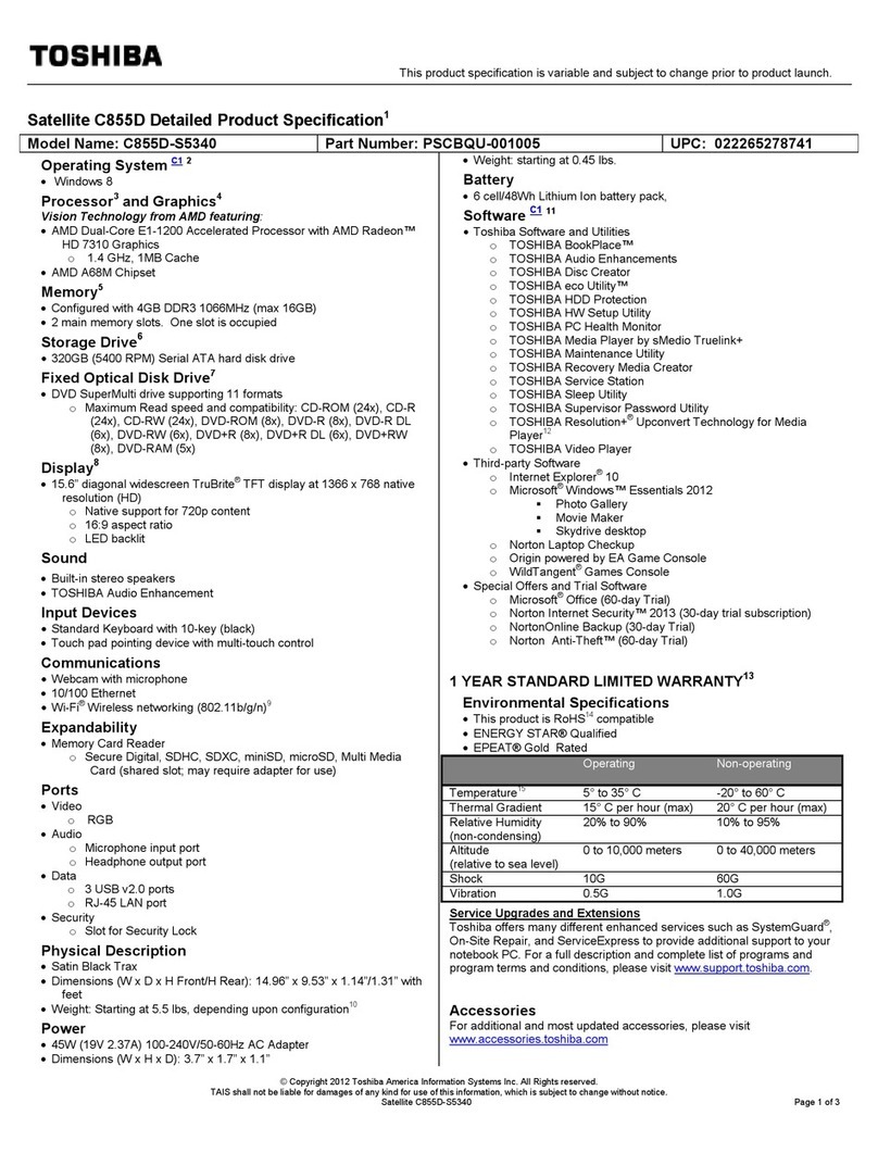 Toshiba Satellite C855D User manual