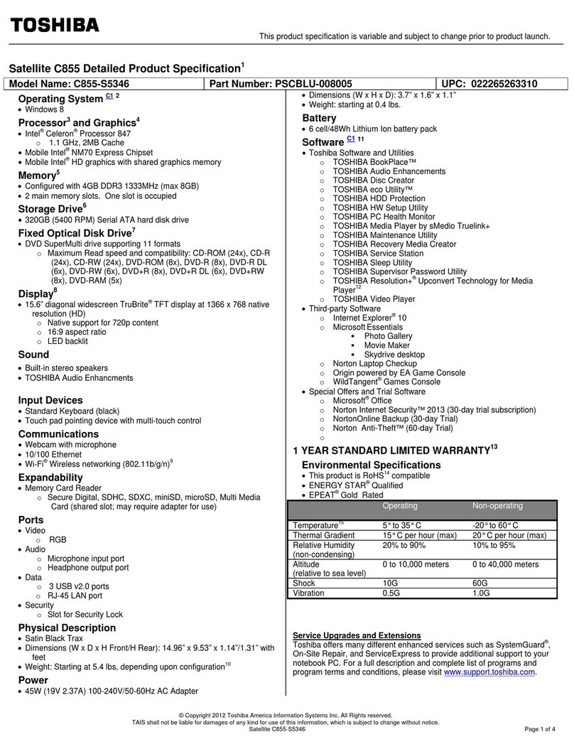 Toshiba Satellite C855 User manual