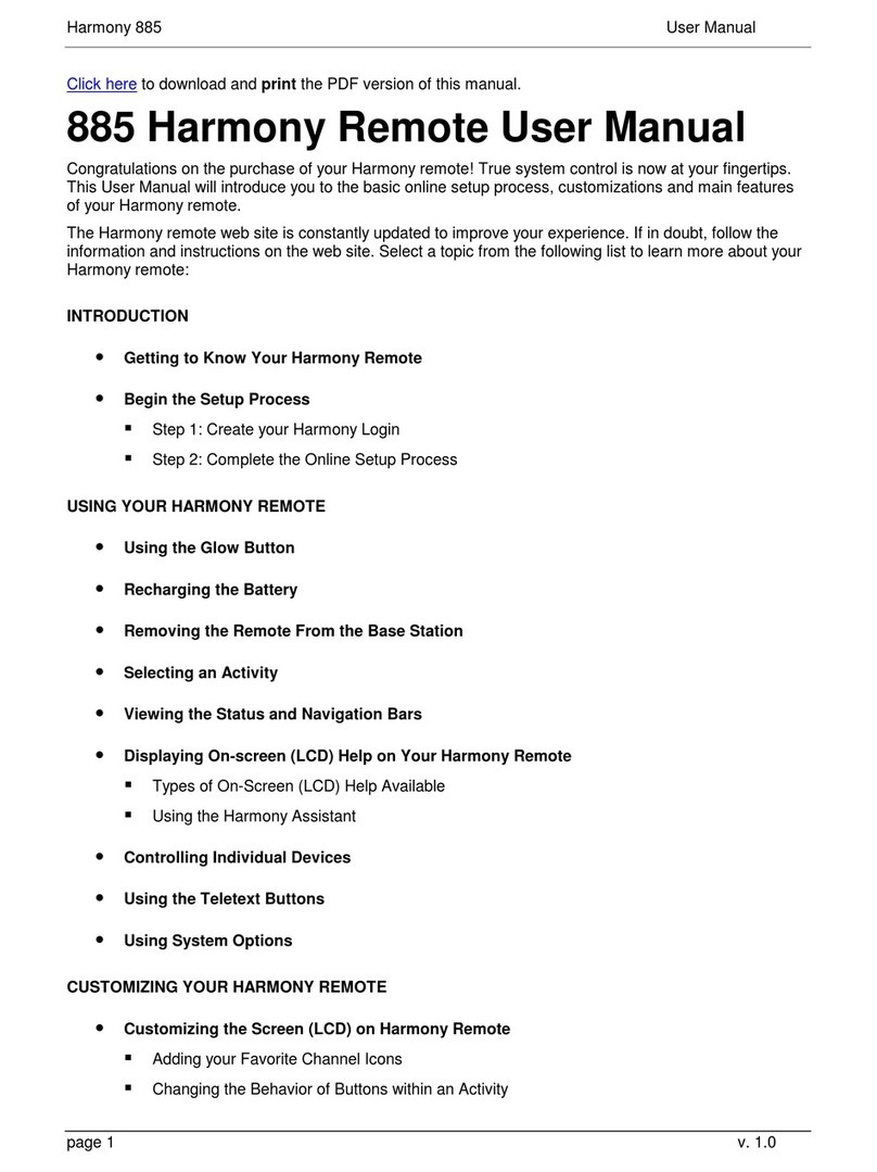 Harmony 885 user manual