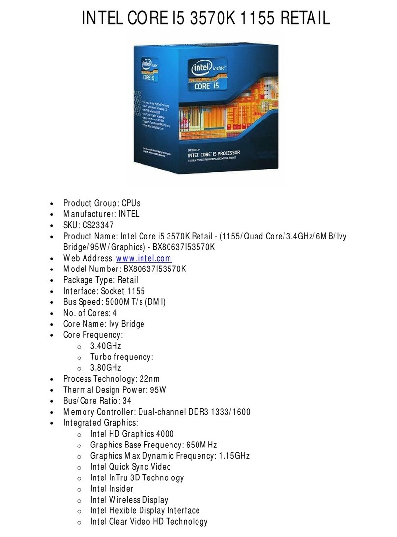 Intel I5 3570K User manual Intel I5 3570K User manual