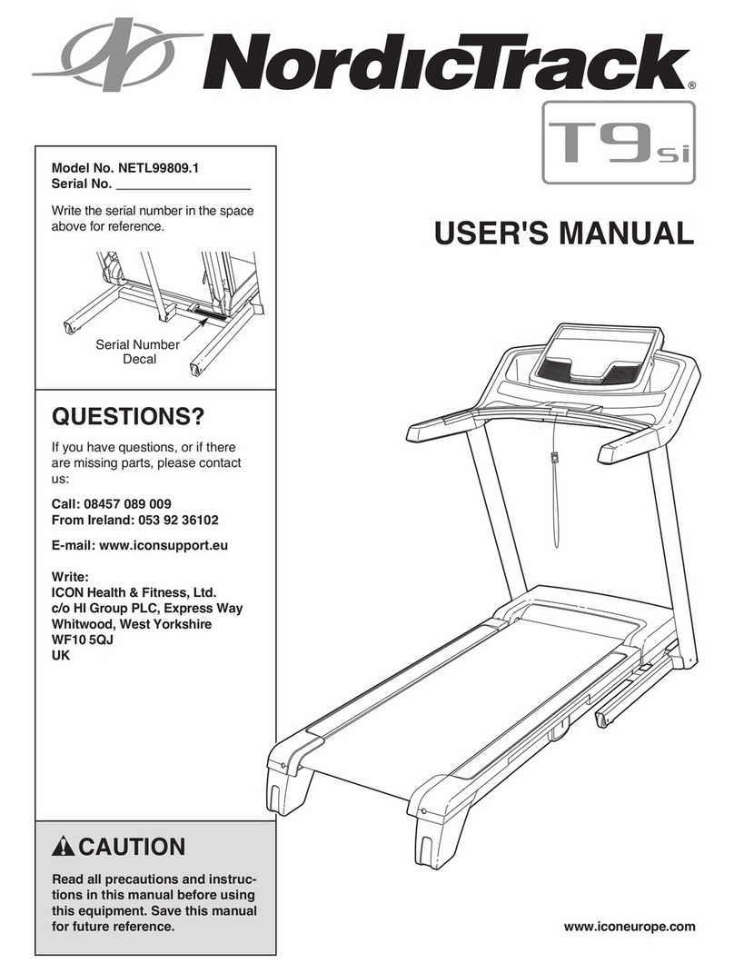 NordicTrack T9 Si Cwl Treadmill User manual