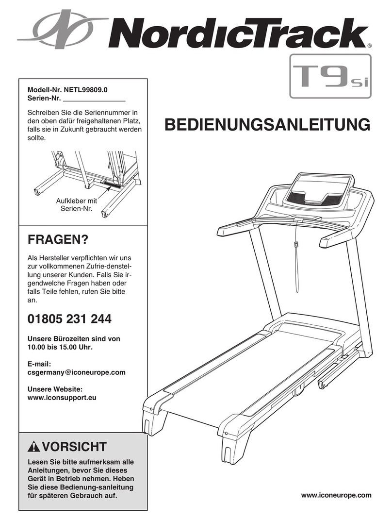 NordicTrack T9 Si Cwl Treadmill Quick start guide